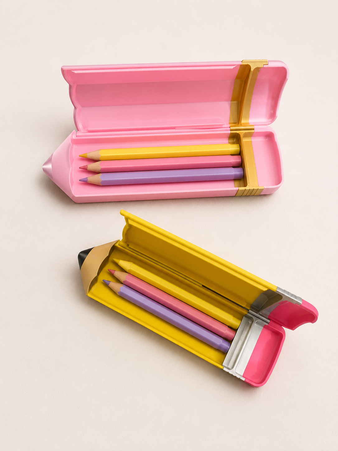 Pink and yellow personalized pencil cases with floral background